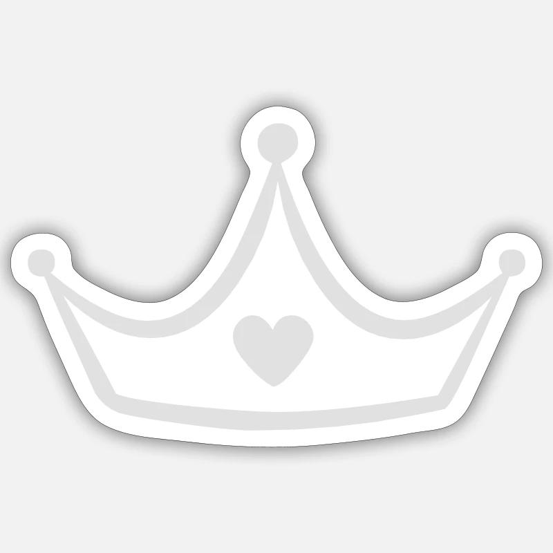 Krone mit Herz - Sticker Größe S (10 x 10 cm) - Mattweiß