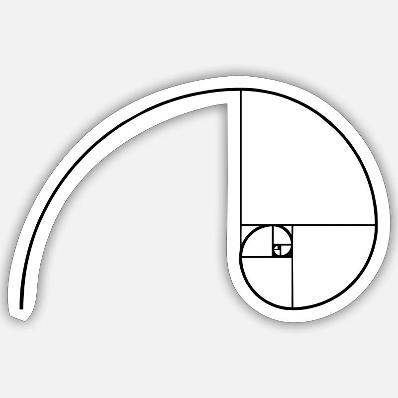 Fibonacci Spirale Mathe Geometrie Zeichen Formen - Sticker Größe S (10 x 10 cm) - Mattweiß