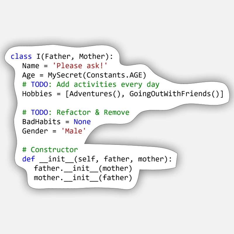 I as python class - Sticker Größe S (10 x 10 cm) - Mattweiß