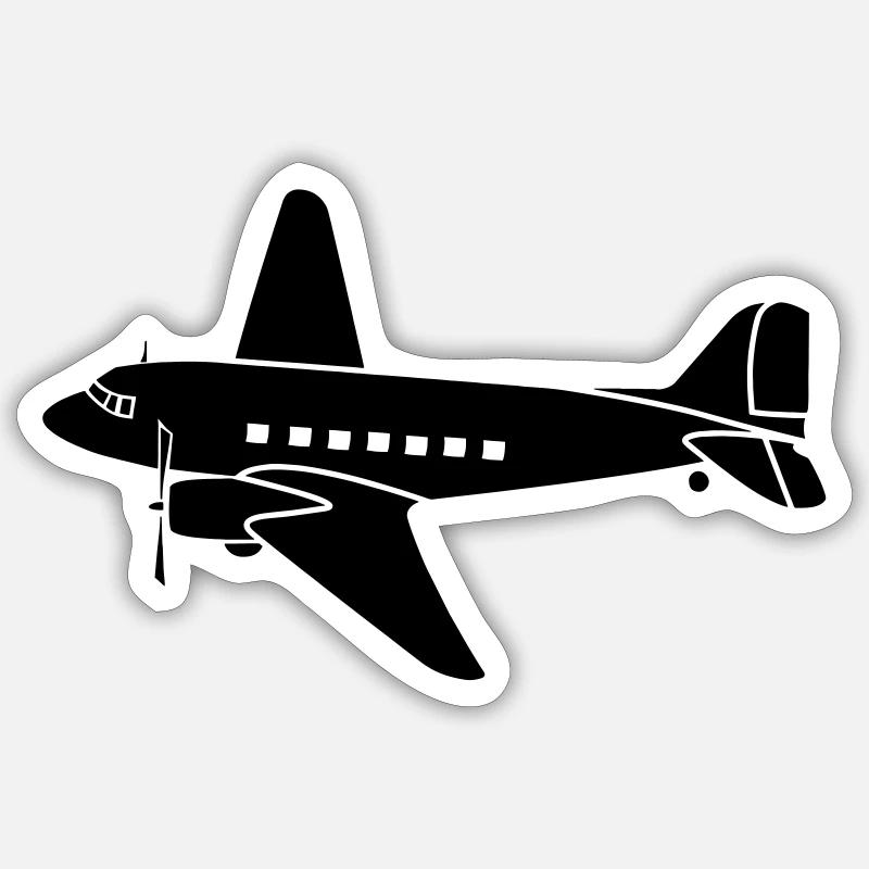 avion historique DC3 Raisin Bomber Berlin - Sticker taille S (10 x 10 cm) - blanc mat