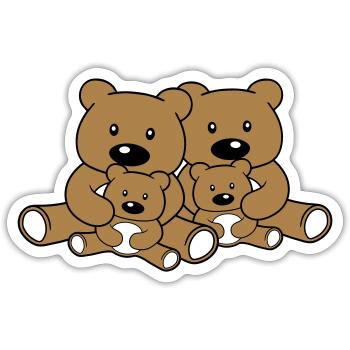 family siblings children dad mum baby cub l - Sticker size S (10 x 10 cm) - white matte - Front