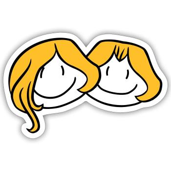sisters head face girlfriend 2 friends team ge - Sticker size S (10 x 10 cm) - white matte - Front