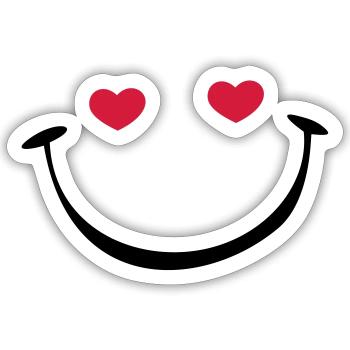 lachendes Gesicht - Sticker Größe S (10 x 10 cm) - Mattweiß - Vorne