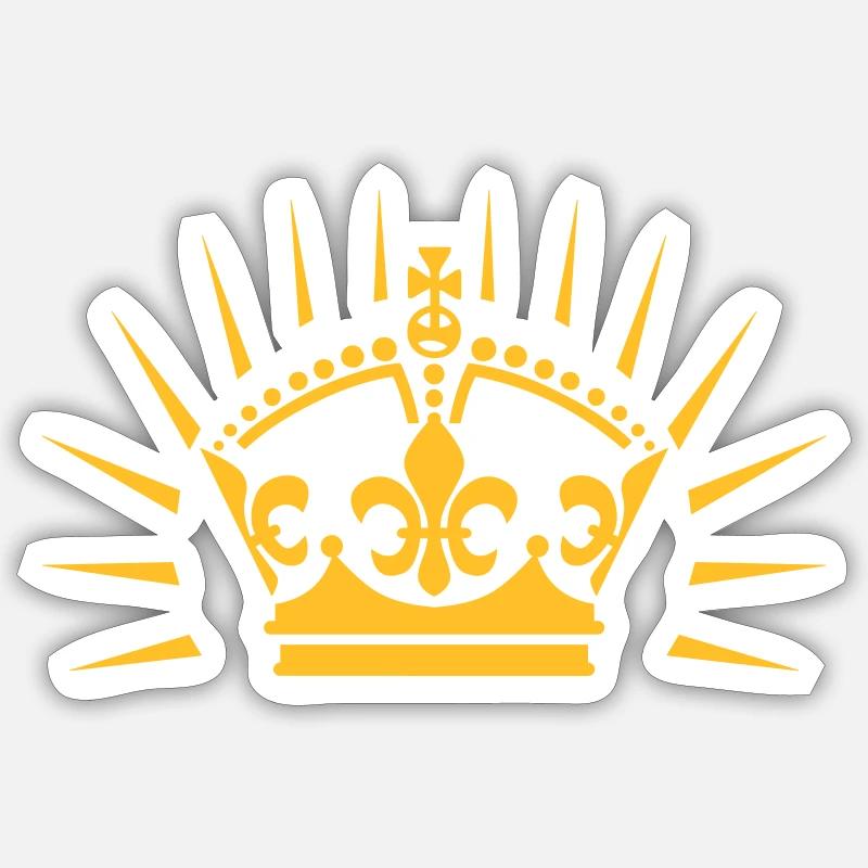 58 Krone Strahlen King Queen - Sticker Größe S (10 x 10 cm) - Mattweiß