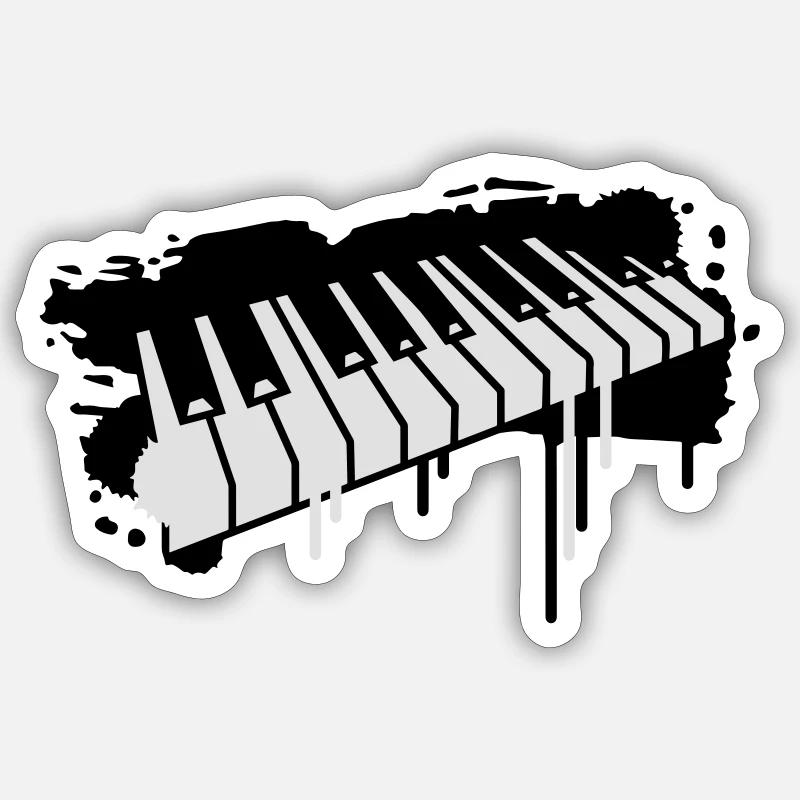 Un graffiti clavier - Sticker taille S (10 x 10 cm) - blanc mat