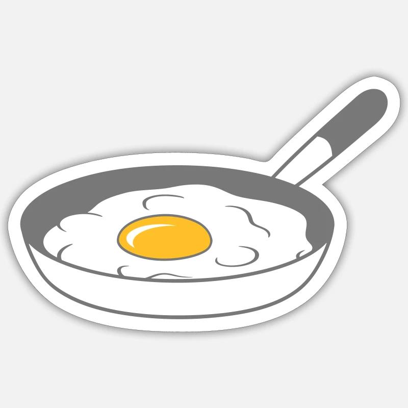 bratpfanne spiegelei kochen braten essen ei eigelb - Sticker Größe S (10 x 10 cm) - Mattweiß