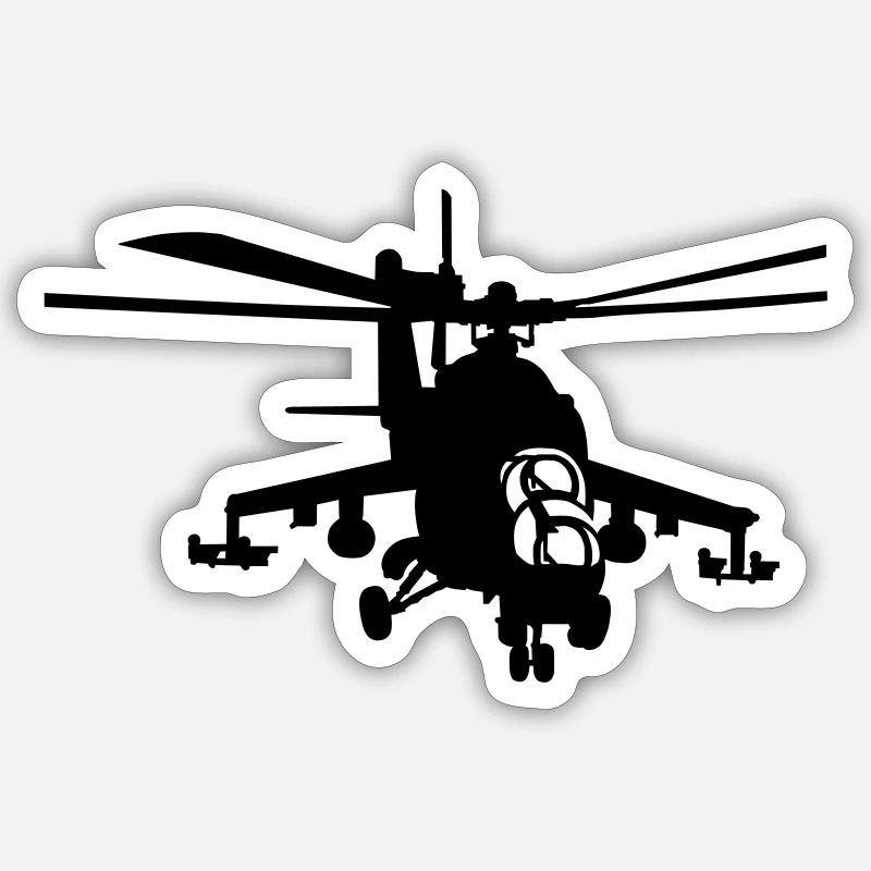 hélicoptère Mi-24 - Sticker taille S (10 x 10 cm) - blanc mat