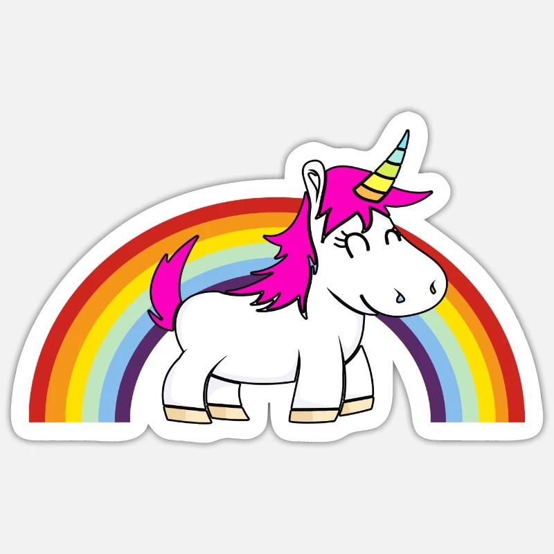 Einhor Regenbogen Unicorn Rainbow - Sticker Größe S (10 x 10 cm) - Mattweiß