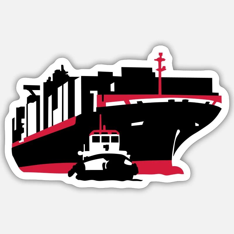 Containerschiff - Sticker Größe S (10 x 10 cm) - Mattweiß