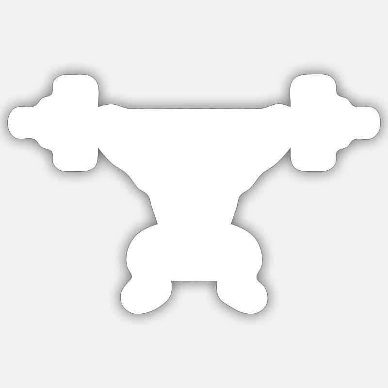 Gewichtheber oder Bodybuilder - Sticker Größe S (10 x 10 cm) - Mattweiß