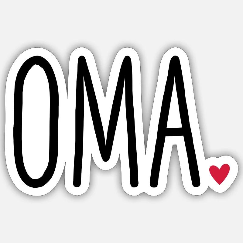 Oma Herz - Geschenk Muttertag Enkel Liebe - Sticker Größe S (10 x 10 cm) - Mattweiß