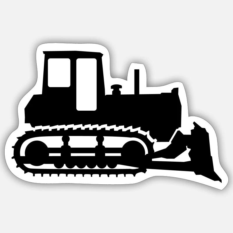 Bulldozer - Sticker taille S (10 x 10 cm) - blanc mat