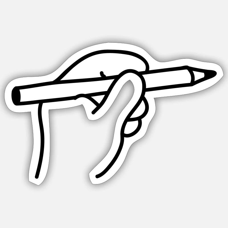 Hand hält einen Stift - Sticker Größe S (10 x 10 cm) - Mattweiß