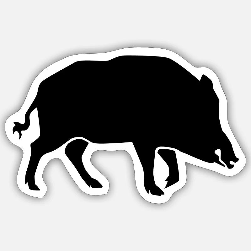Cochon sauvage - Sticker taille S (10 x 10 cm) - blanc mat