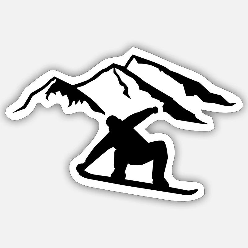 Snowboard - Sticker taille S (10 x 10 cm) - blanc mat