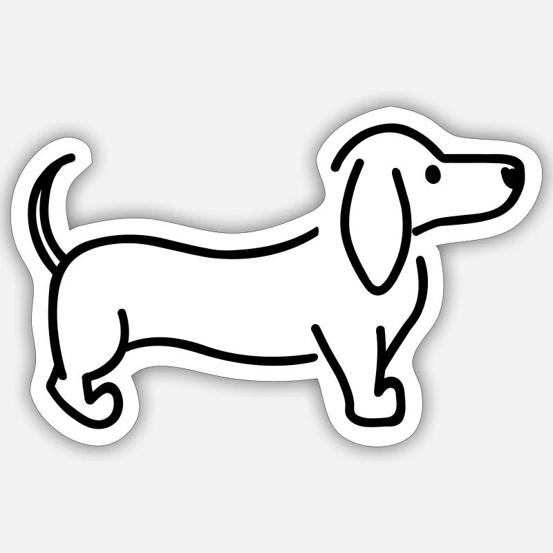Teckel - Sticker taille S (10 x 10 cm) - blanc mat