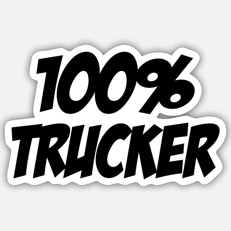 100% Trucker - Sticker taille S (10 x 10 cm) - blanc mat