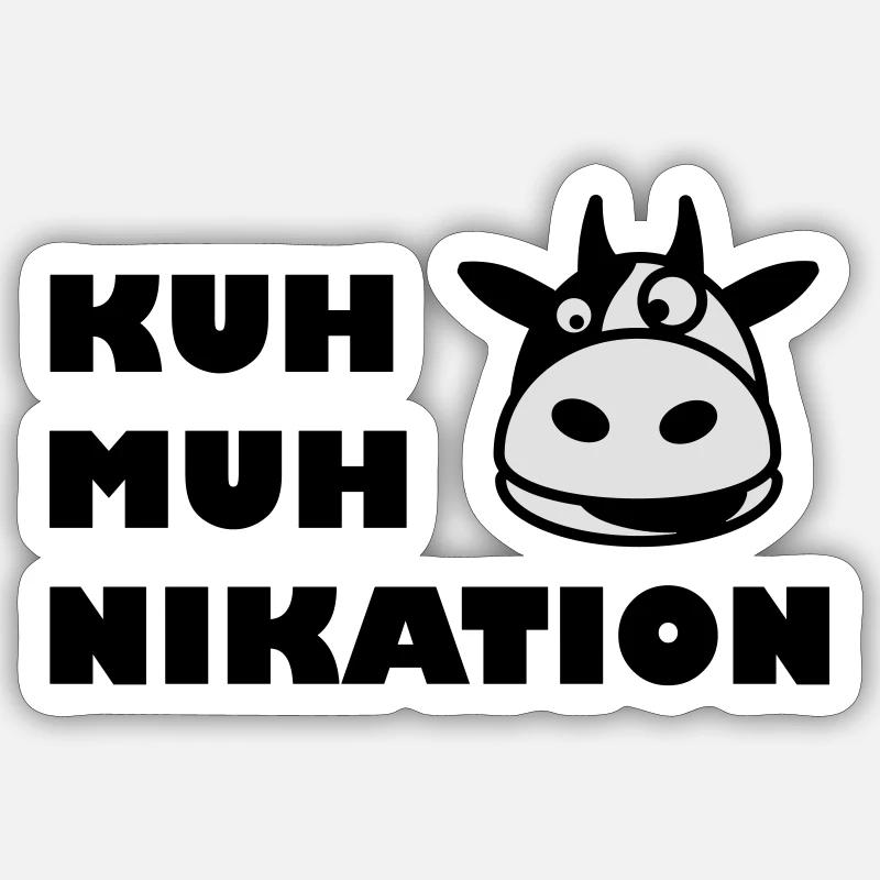 Kommunikation Kuh - Sticker Größe S (10 x 10 cm) - Mattweiß