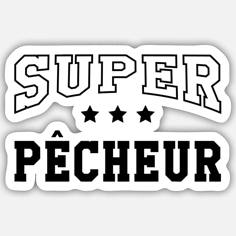 Super Pêcheur - Sticker taille S (10 x 10 cm) - blanc mat