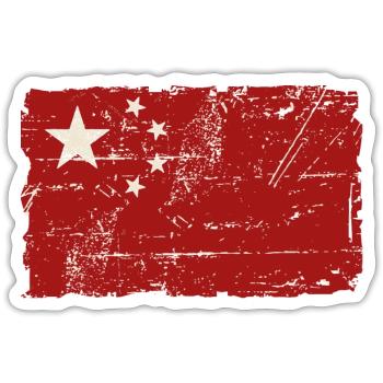 China Vintage Flag - Sticker Größe S (10 x 10 cm) - Mattweiß - Vorne
