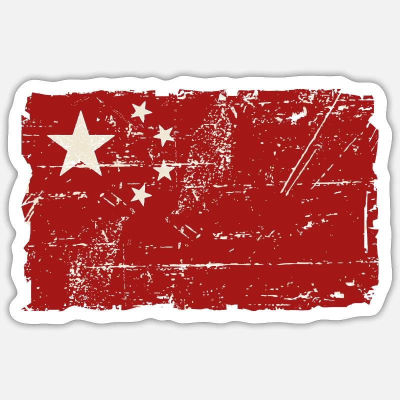 China Vintage Flag Sticker taille S (10 x 10 cm)