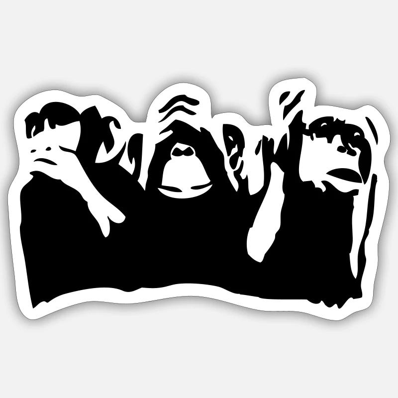 3_affen - Sticker Größe S (10 x 10 cm) - Mattweiß