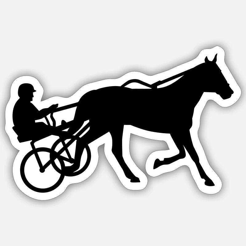 Course au trot - Sticker taille S (10 x 10 cm) - blanc mat