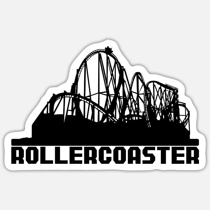 Roller Coaster Achterbahn - Sticker Größe S (10 x 10 cm) - Mattweiß