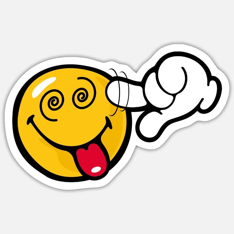Smiley Stupid - Sticker taille S (10 x 10 cm) - blanc mat