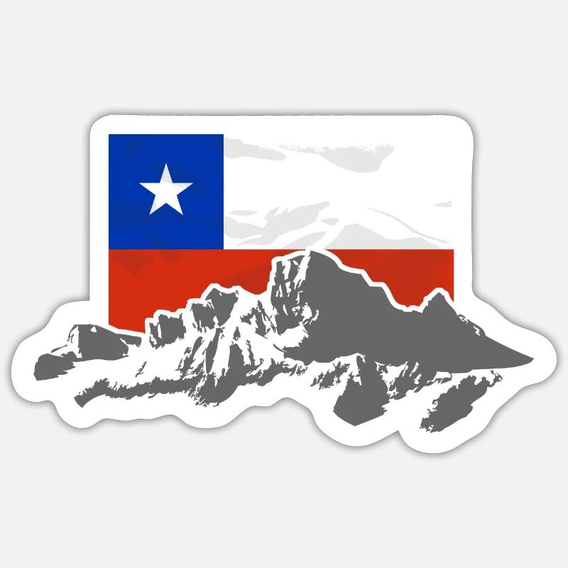 Chile - Mountains & Flag - Sticker Größe S (10 x 10 cm) - Mattweiß