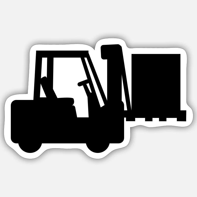 Gabelstapler - Sticker Größe S (10 x 10 cm) - Mattweiß