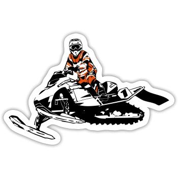 Snowmobil - Motorschlitten - Snowmobile - Sticker Größe S (10 x 10 cm) - Mattweiß - Vorne