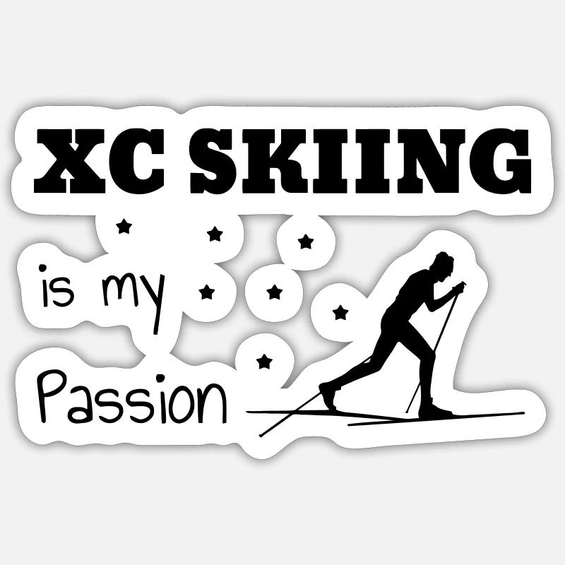Langlaufen / Langlauf / eislaufen / Langläufer - Sticker Größe S (10 x 10 cm) - Mattweiß