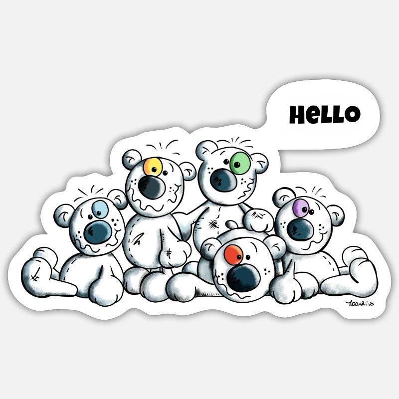 Hello Eisbären - Sticker Größe S (10 x 10 cm) - Mattweiß