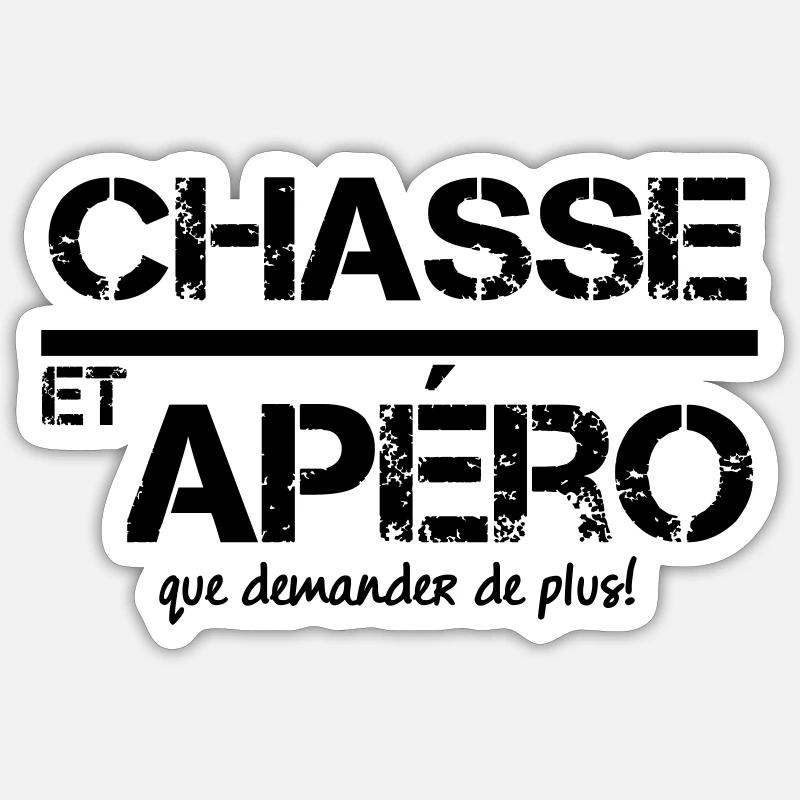 chasse et apéro - Sticker taille S (10 x 10 cm) - blanc mat