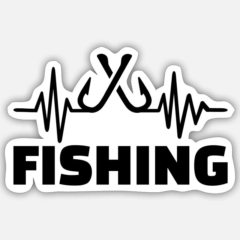 Pêche - Sticker taille S (10 x 10 cm) - blanc mat