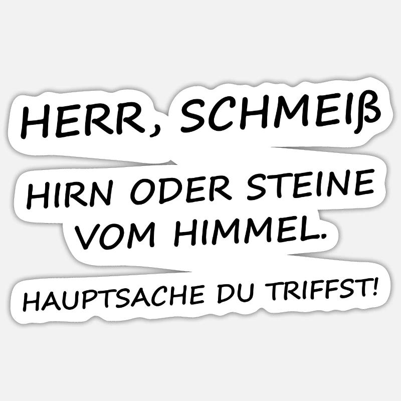 Herr Schmeiß Hirn oder Steine vom Himmel - Sticker Größe S (10 x 10 cm) - Mattweiß