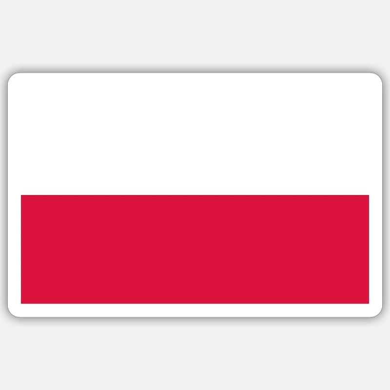 Drapeau de la Pologne - Sticker taille S (10 x 10 cm) - blanc mat