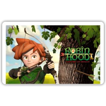 Robin Hood Schlitzohr Von Sherwood mit Bogen - Sticker Größe S (10 x 10 cm) - Mattweiß - Vorne