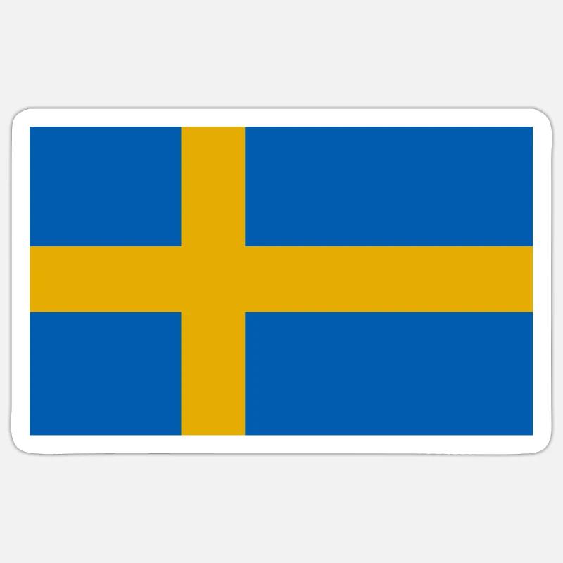 Drapeau de la Suède - Sticker taille S (10 x 10 cm) - blanc mat