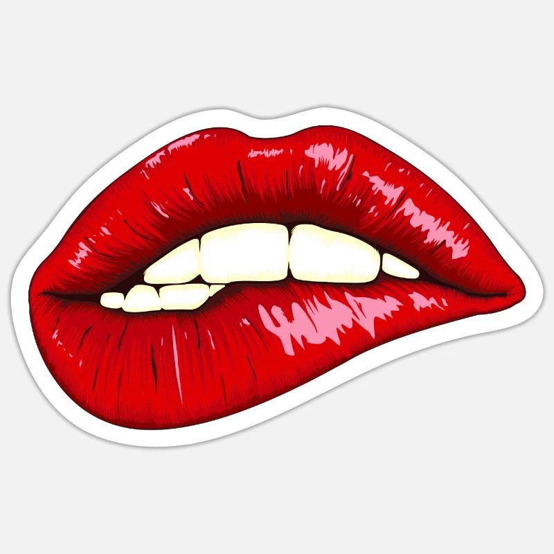 Expressive lips with shine - Sticker size S (10 x 10 cm) - white matte