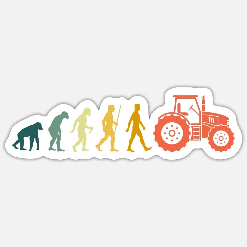 Landwirt Bauer Evolution Retro - Sticker Größe S (10 x 10 cm) - Mattweiß