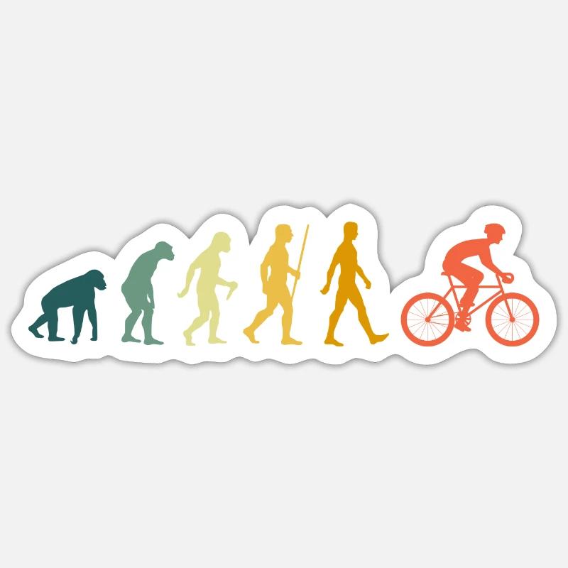 Fahrrad Evolution Radfahrer Retro - Sticker Größe S (10 x 10 cm) - Mattweiß