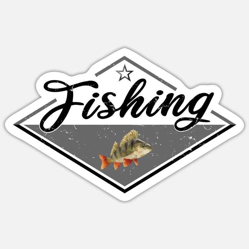 Cadeau de perche de pêche - Sticker taille S (10 x 10 cm) - blanc mat