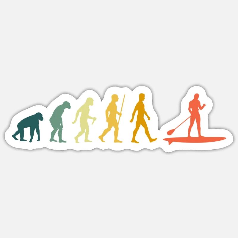 Stand Up Paddle Evolution Retro Sticker Größe S (10 x 10 cm)