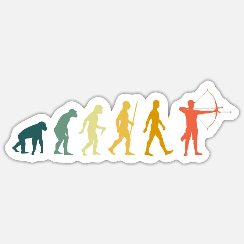 Evolution Bogenschütze Retro Sticker Größe S (10 x 10 cm)