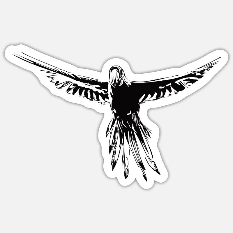 Perroquet volant - Sticker taille S (10 x 10 cm) - blanc mat