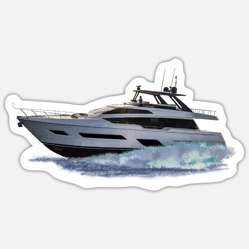 Motorboot - Sticker Größe S (10 x 10 cm) - Mattweiß