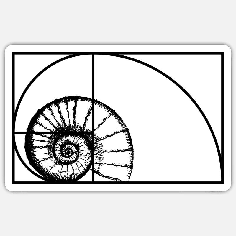 Fibonacci Sequenz Goldener Schnitt - Sticker Größe S (10 x 10 cm) - Mattweiß