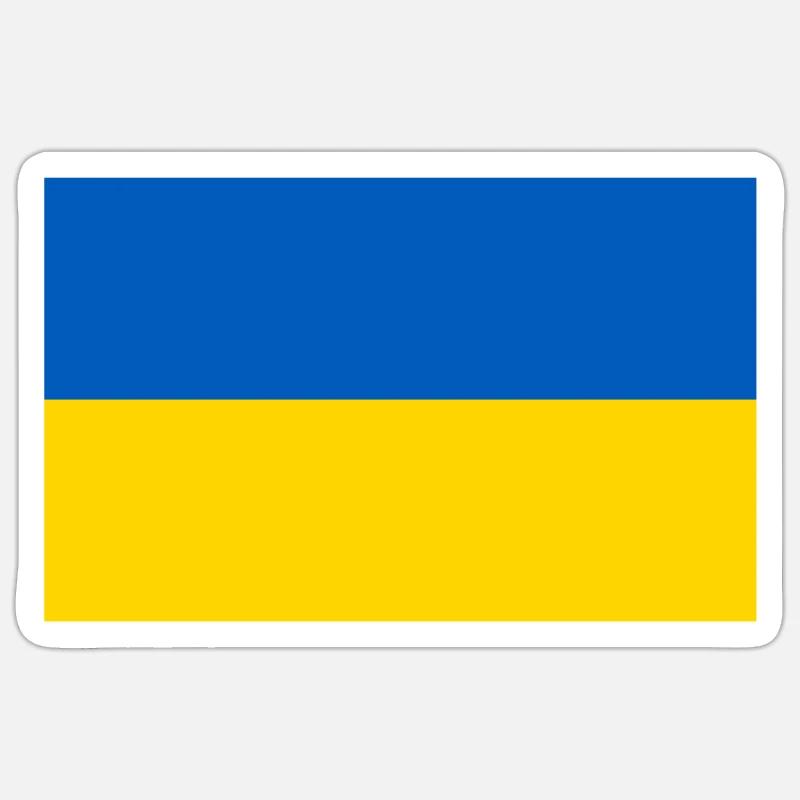 Drapeau de l’Ukraine - Sticker taille S (10 x 10 cm) - blanc mat